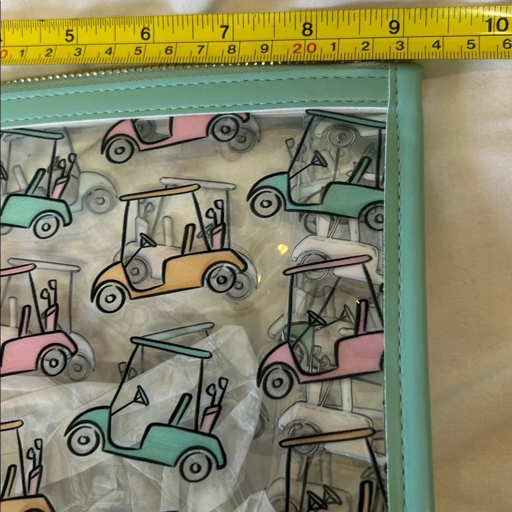 NWOT Golf Cart Print Clear Travel Pouch